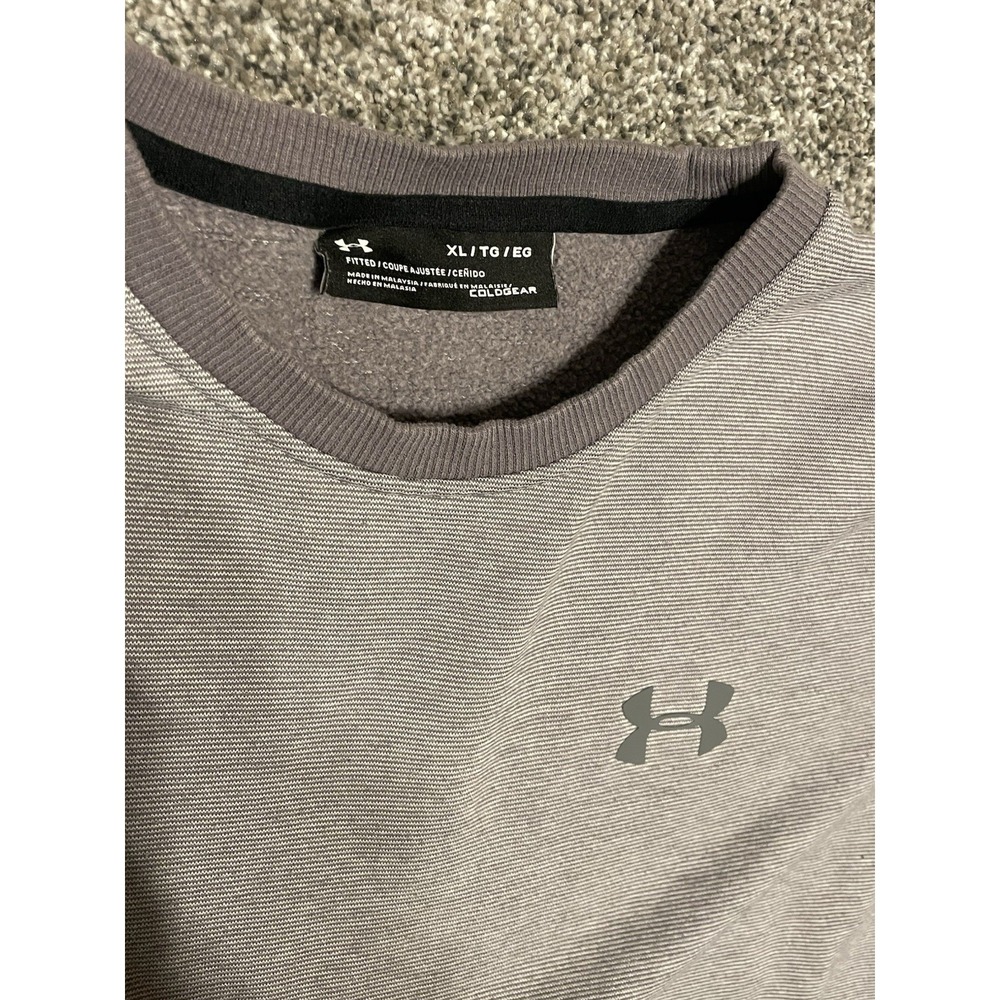 Under Armour Grey Crew Neck Sweater Mens X-Large ColdGear Fitted Sweatshirt - Picture 3 of 5